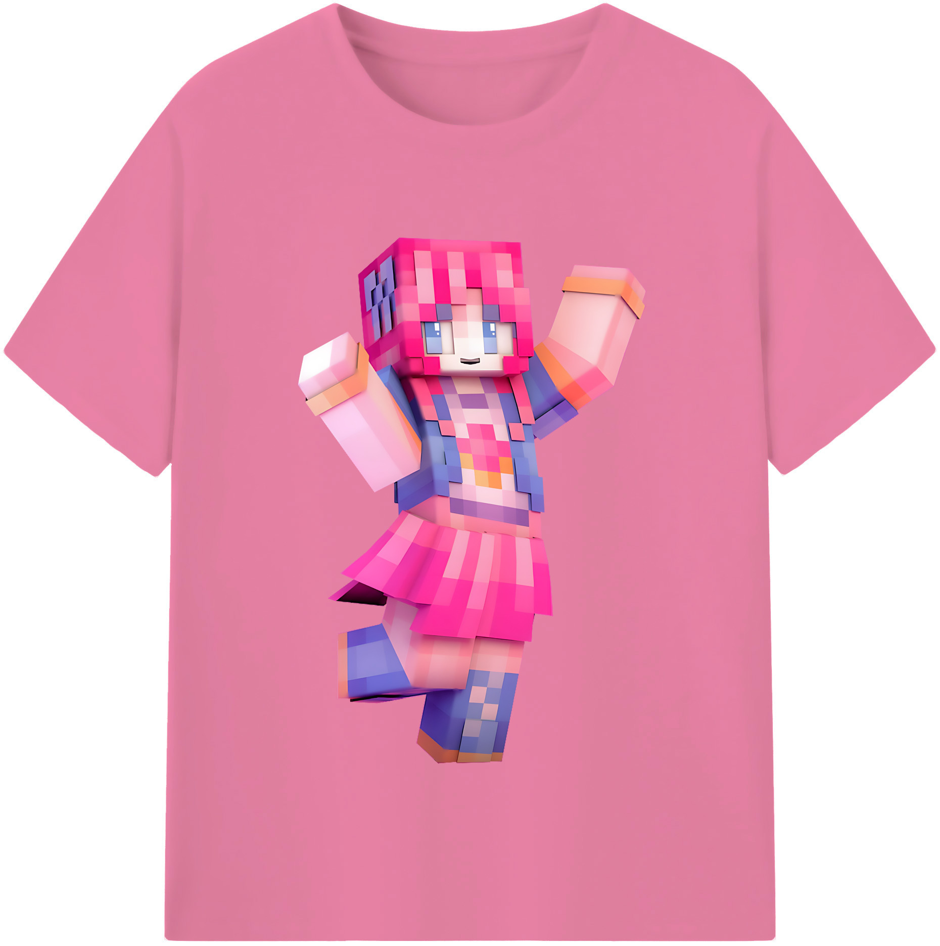 （画像用） マインクラフト ブロックの世界 Minecraft MC Block world 綿100％半袖Tシャツ（フロントプリント）